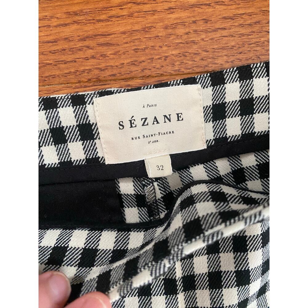 Sezane Black & White Houndstooth Cropped Ankle Pants - Picture 5 of 14
